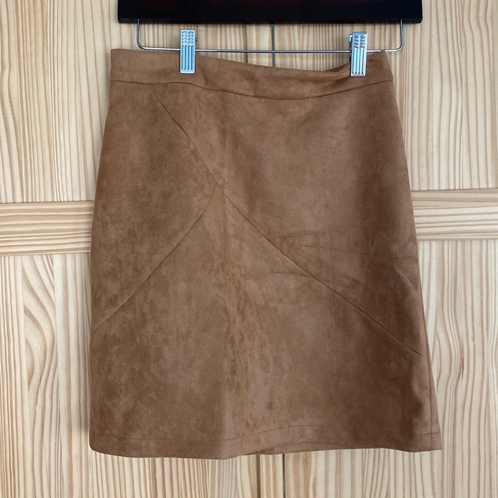 Tan faux suede skirt